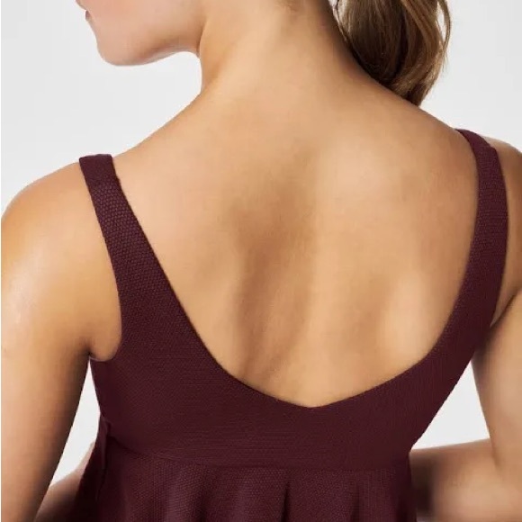 Spanx pique longline flounce swim top mulberry 1X - Picture 2 of 7